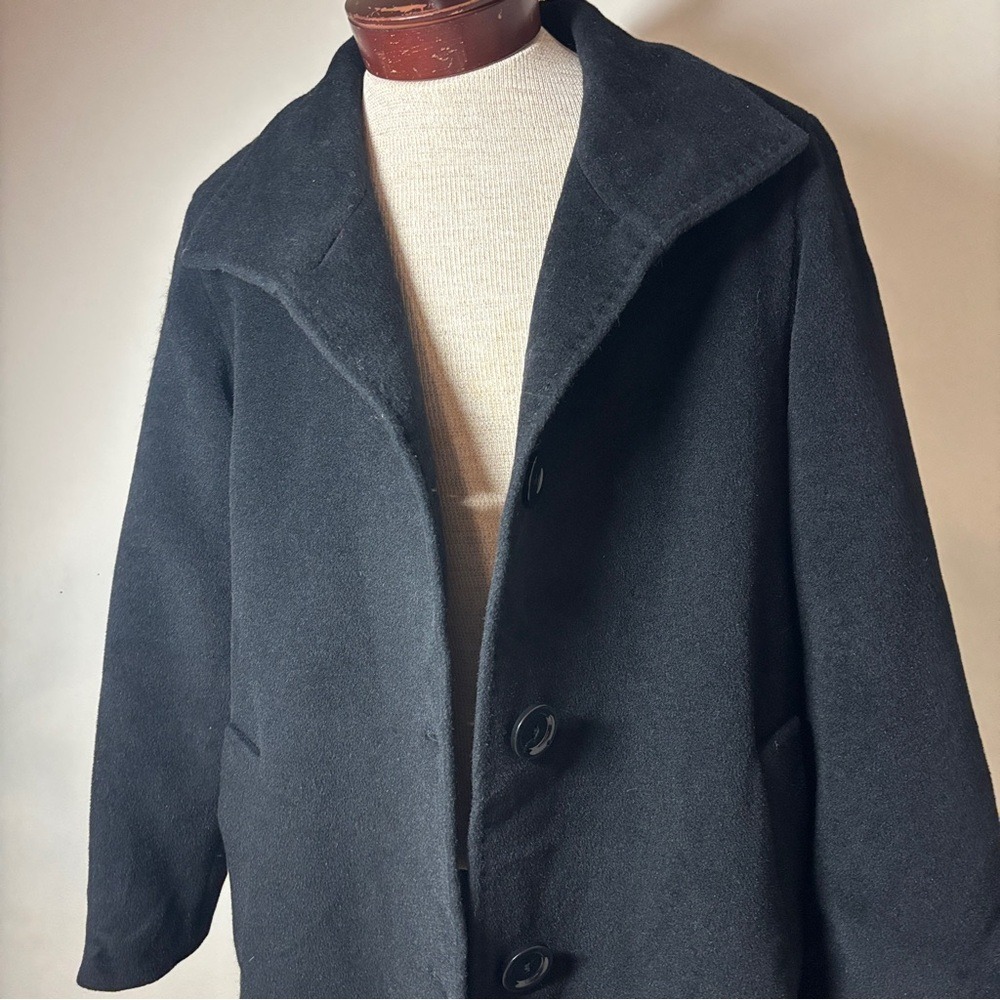 $1200 Designer Cinzia Rocca Angora‎ Wool Coat Flared Black Peacoat Italy - Picture 13 of 15